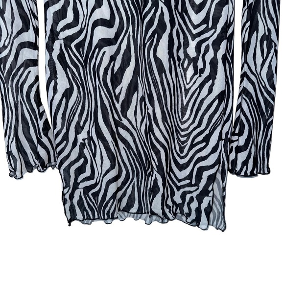 NWOT SXY SHEER  BEACH COVERUP BODYCON DRESS IN ZEBRA PRINT SIZE SMALL 4 - Picture 4 of 15